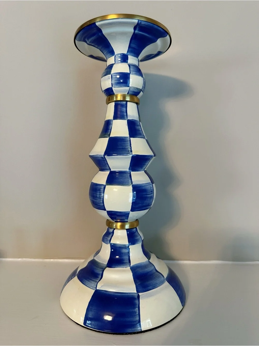 DISCONTINUED MacKenzie-Childs Royal Check Large Pillar Candlestick